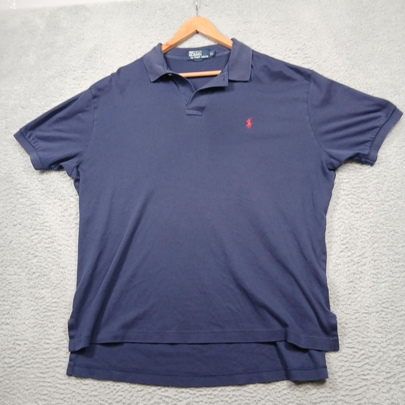 Polo Ralph Lauren Polo Shirt Mens Extra Large Navy Blue Red Pony Short Sleeve - Picture 1 of 8